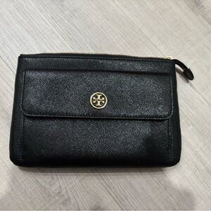 Tory Burch Black clutch purse with Gold Logo